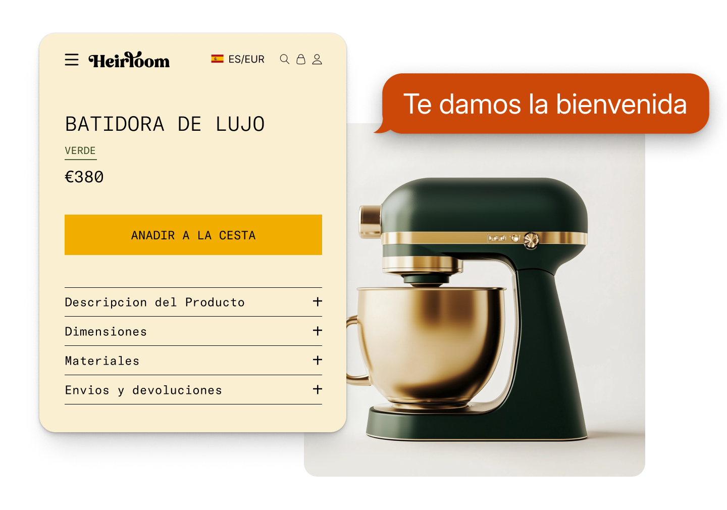 Animations of a green mixer in different regional, retail and b2b scenarios