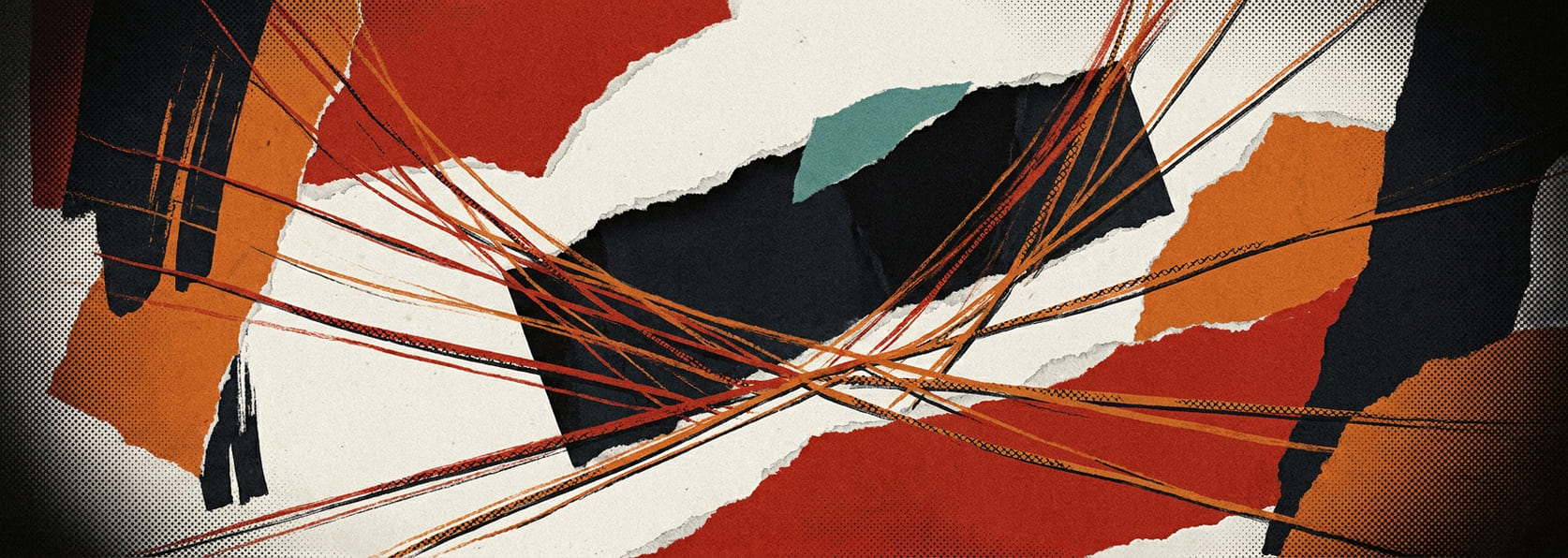 A mesh of fine threads pulled taut across a void