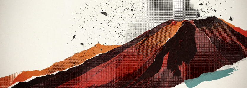 Volcanic slopes under falling ash